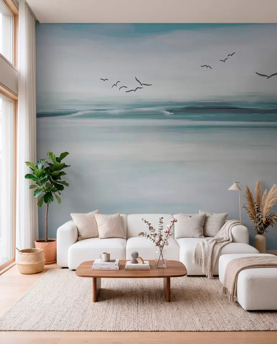 murales de pared Gaviotas sobre el mar u05695