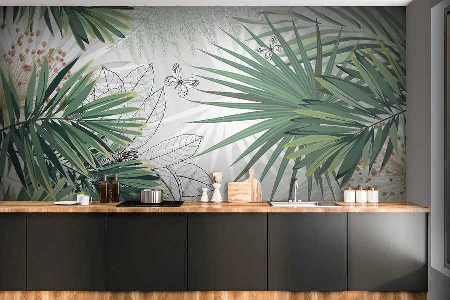 murales de pared Ramas verdes de palmeras u12819