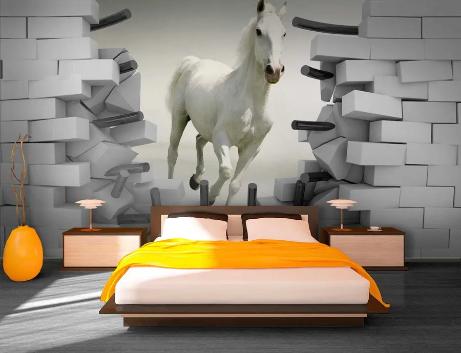 murales de pared Caballo y ladrillos u14352