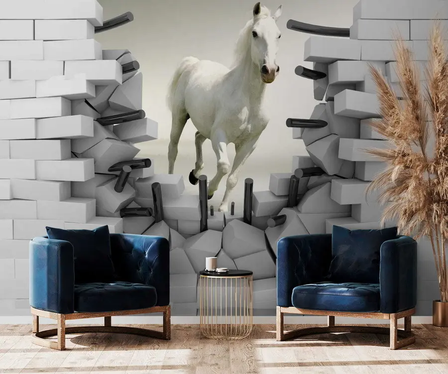 murales de pared Caballo y ladrillos u14352