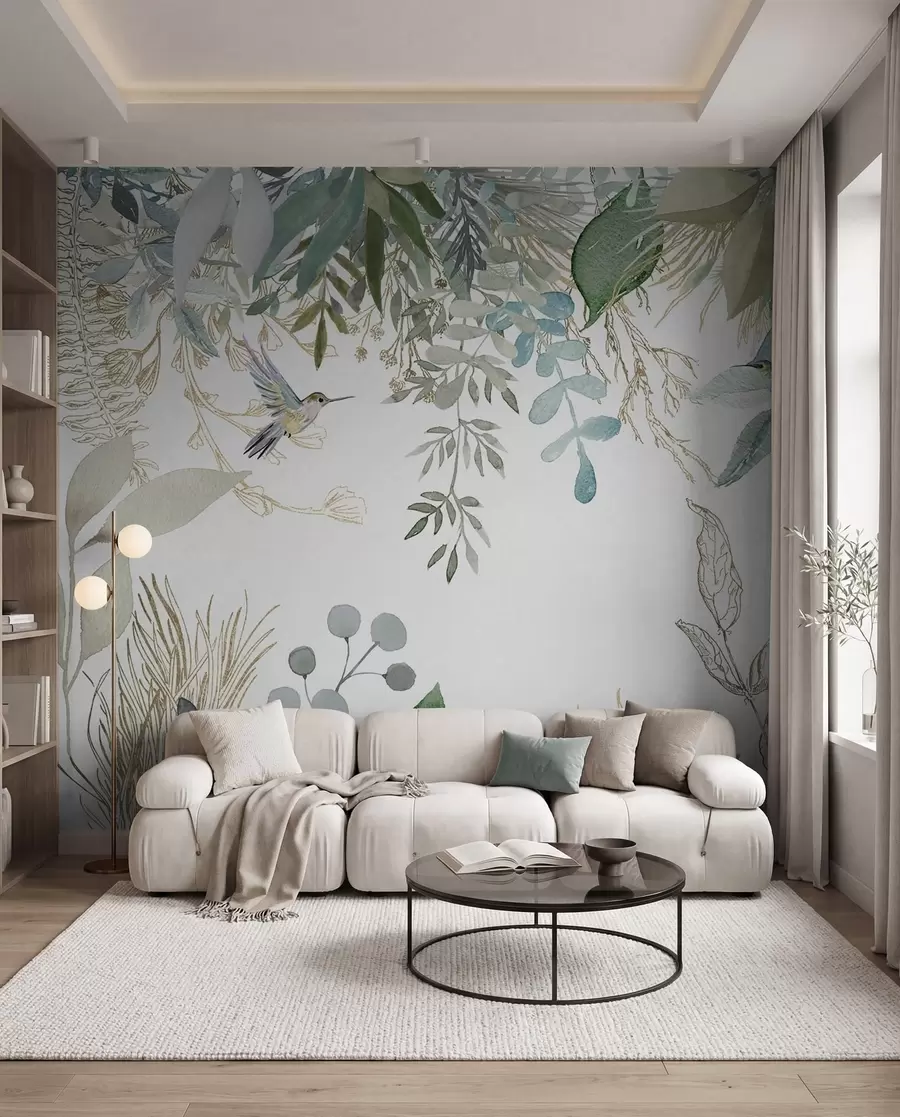 murales de pared Plantas exóticas y colibríes u17579