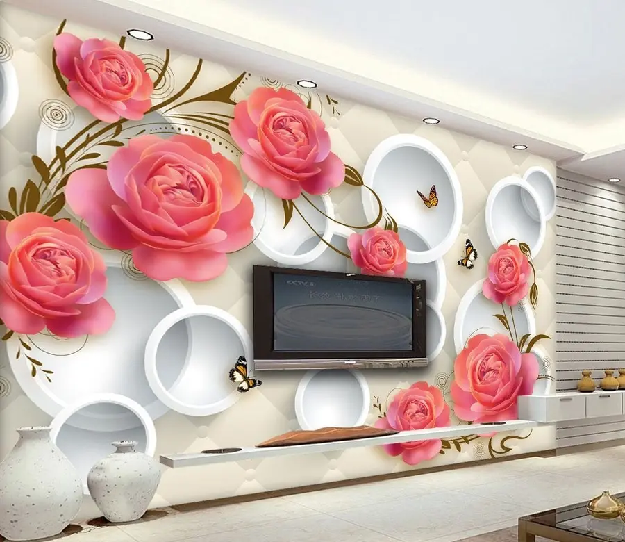 murales de pared Rosas rosadas y rizos u22883