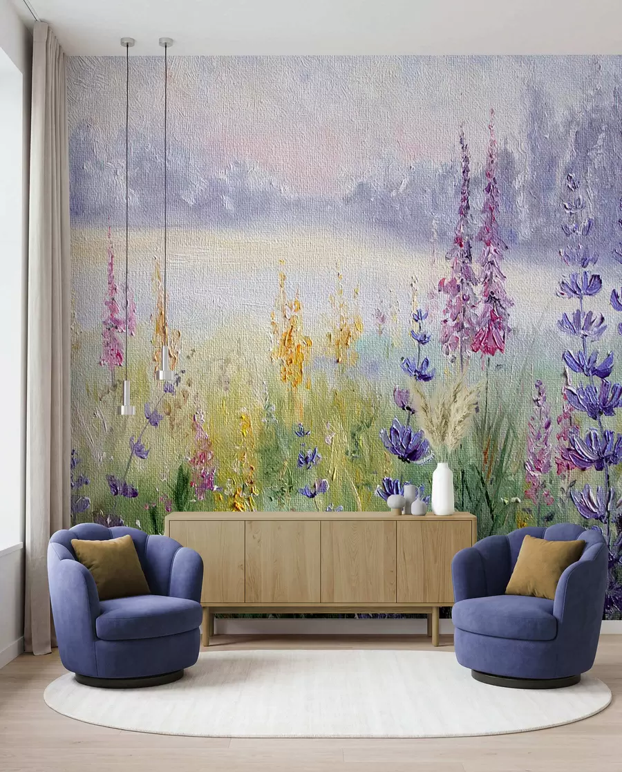 murales de pared Prado de flores, pintura al óleo u30067