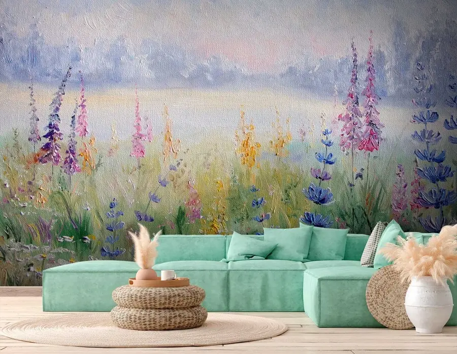 murales de pared Prado de flores, pintura al óleo u30067