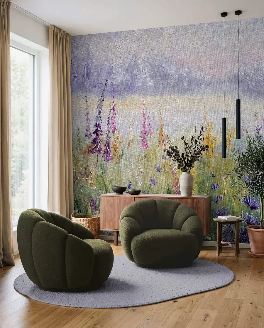 murales de pared Prado de flores, pintura al óleo u30067