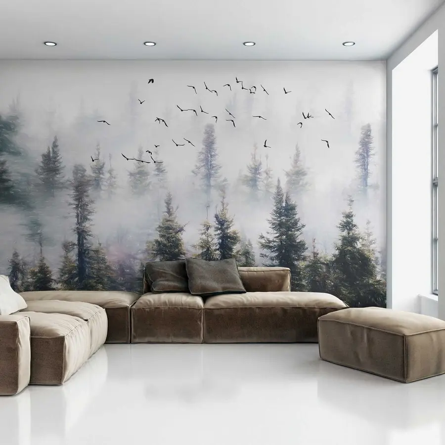 murales de pared Bosque de niebla y pájaros u32237