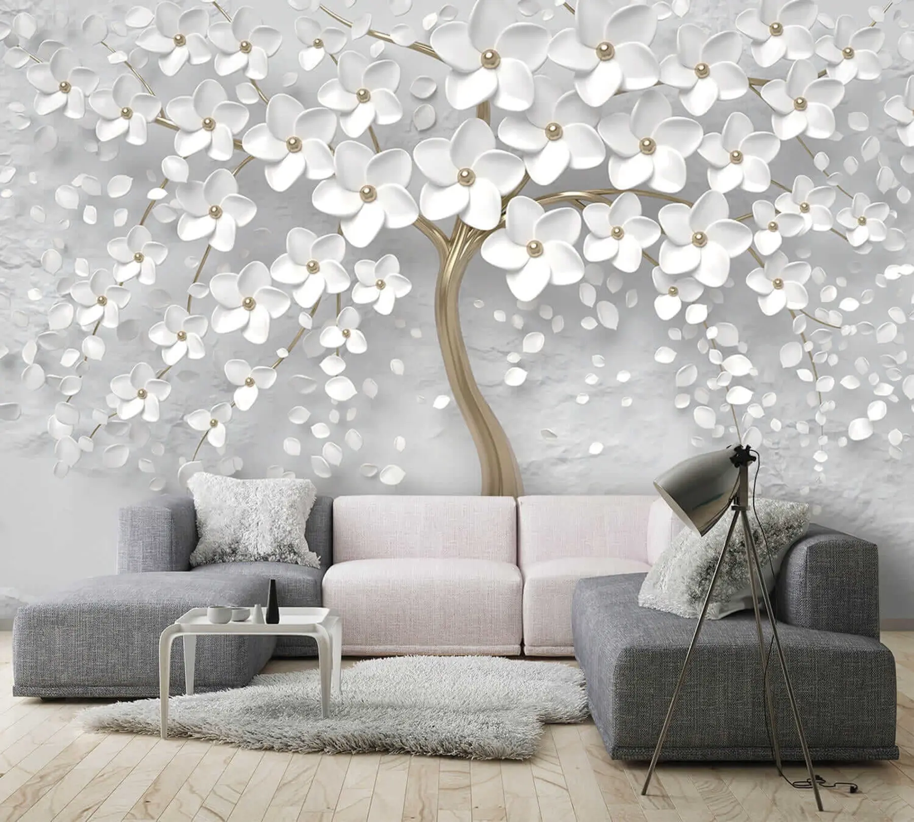murales de pared Árbol con grandes flores u37065