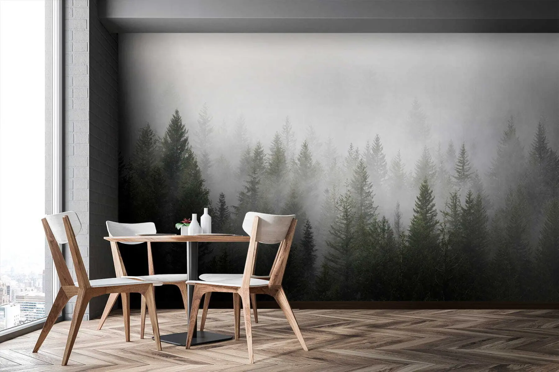 murales de pared Bosque en la niebla u37073