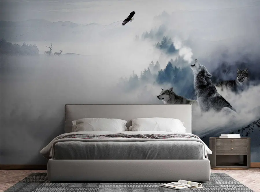 murales de pared Lobos en el bosque u42161