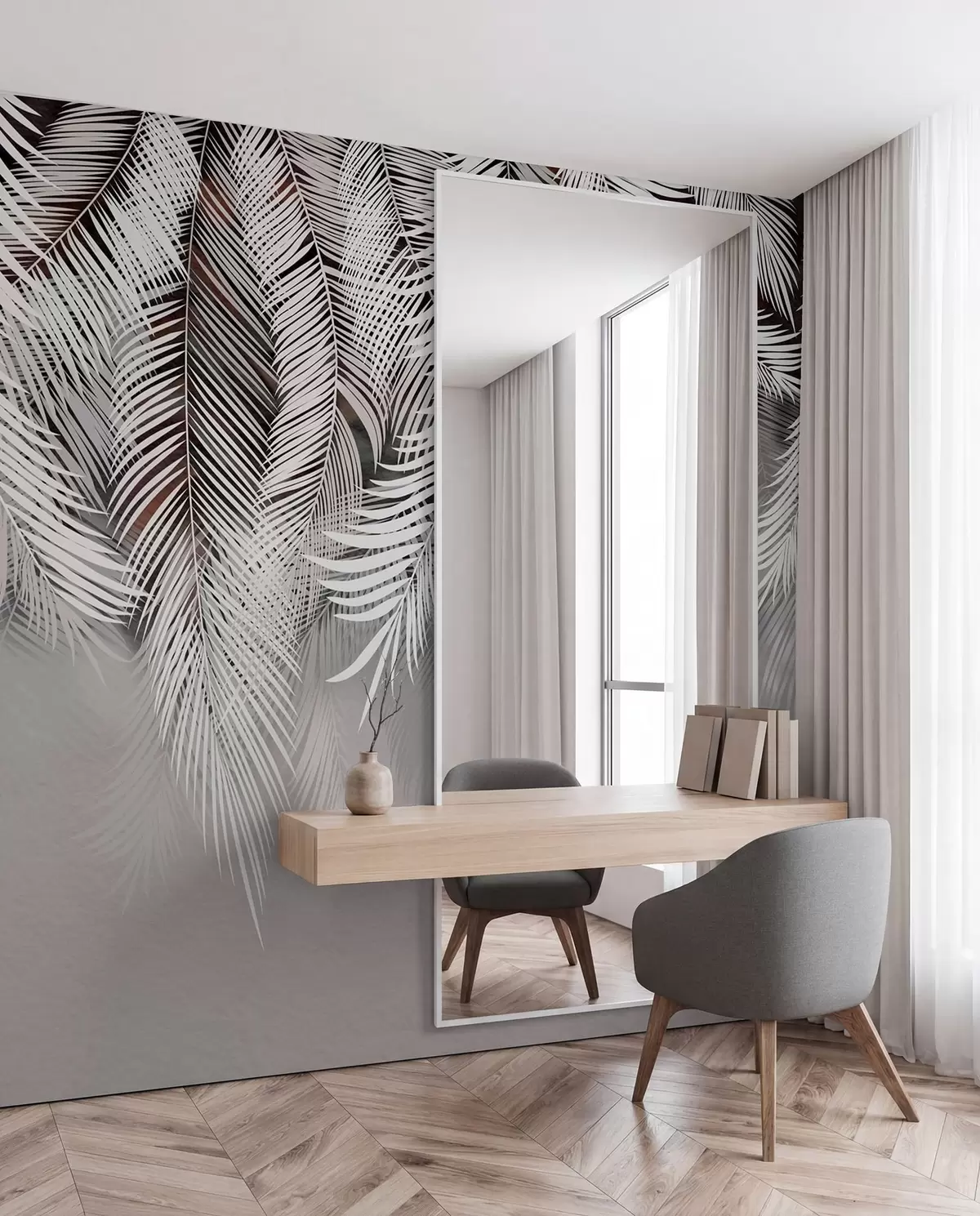 murales de pared Hojas de palma oscuras u48556v4