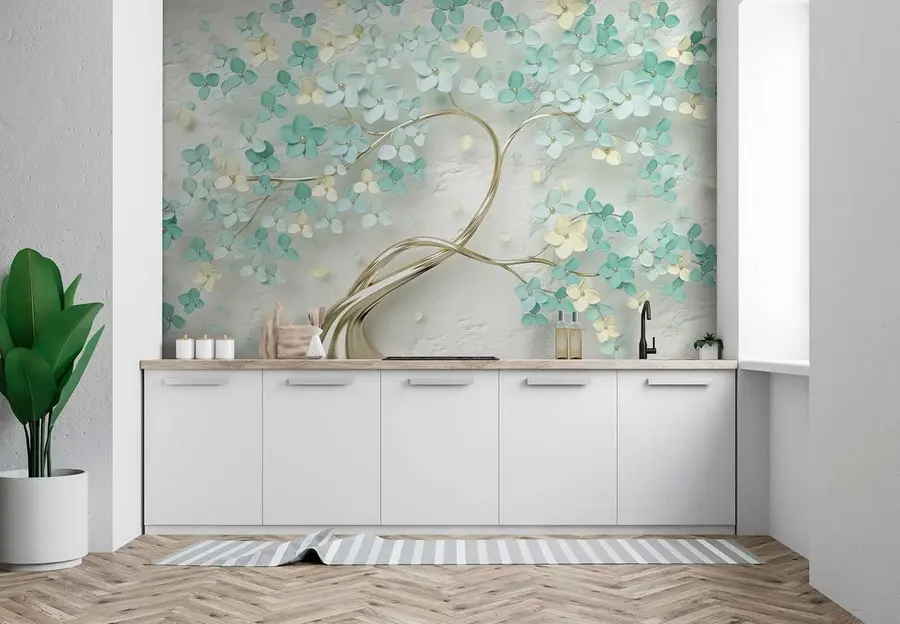 murales de pared Árbol con flores azules u52550