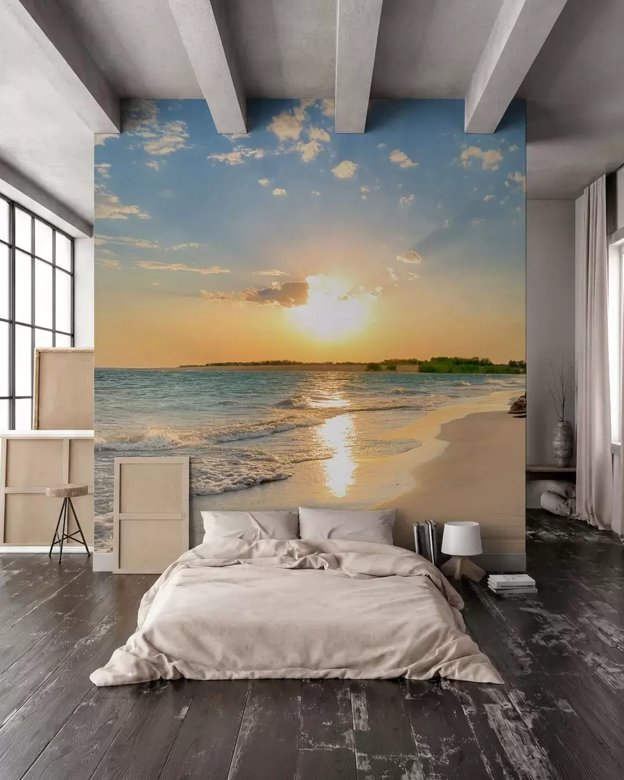 murales de pared Puesta de sol en la costa del mar u53408