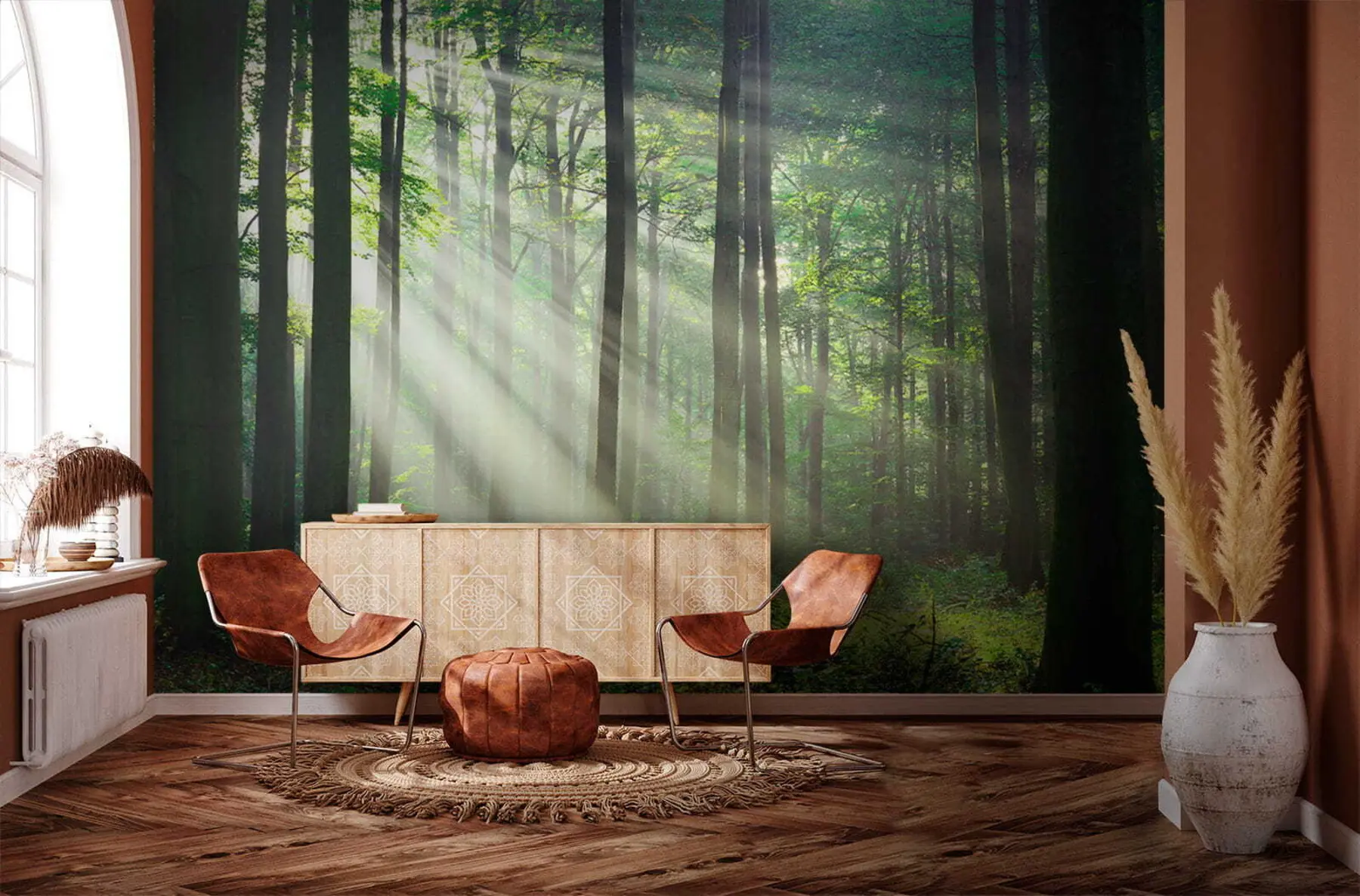 murales de pared Rayos soleados en el bosque u56787