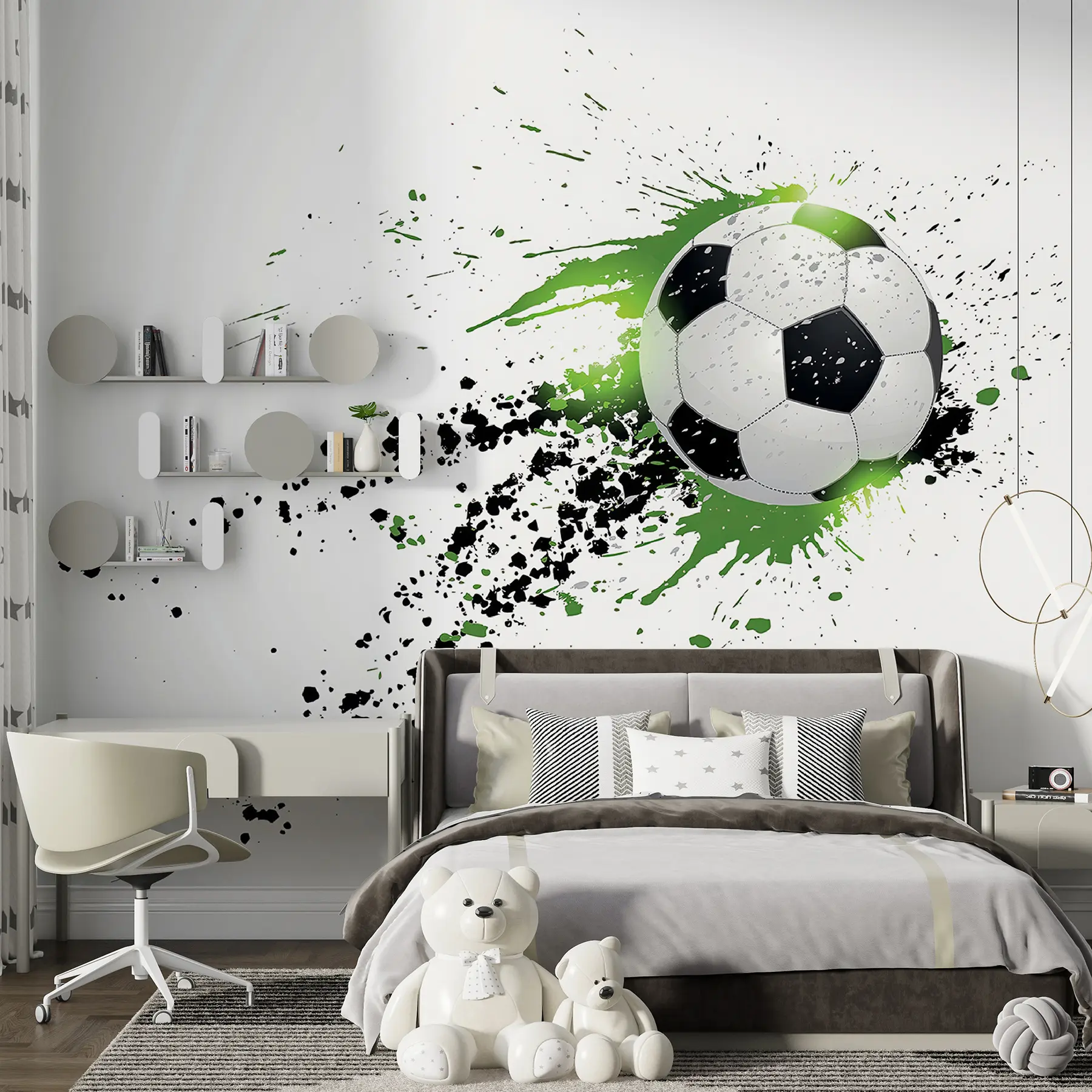 murales de pared Balón de fútbol dejando manchas verdes u57431