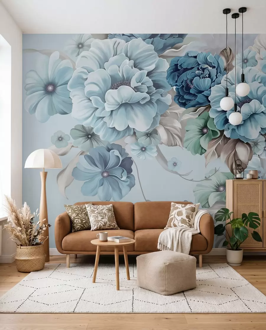 murales de pared Delicadas flores azules u59900