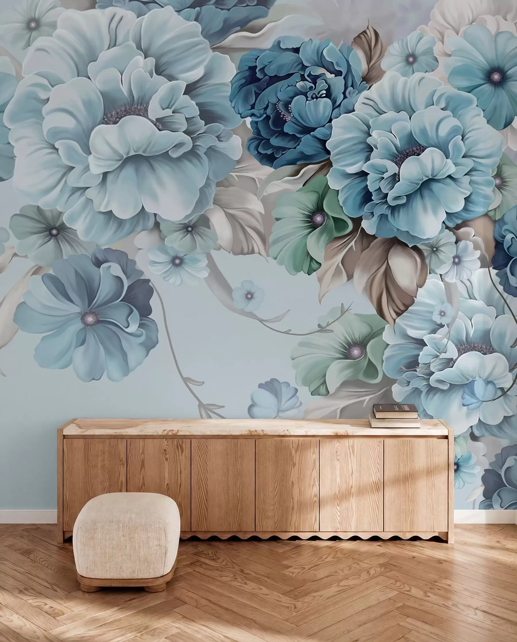 murales de pared Delicadas flores azules u59900