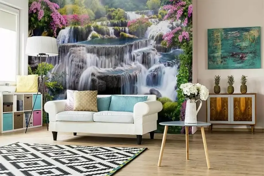 murales de pared Cascada y árboles en flor u60065