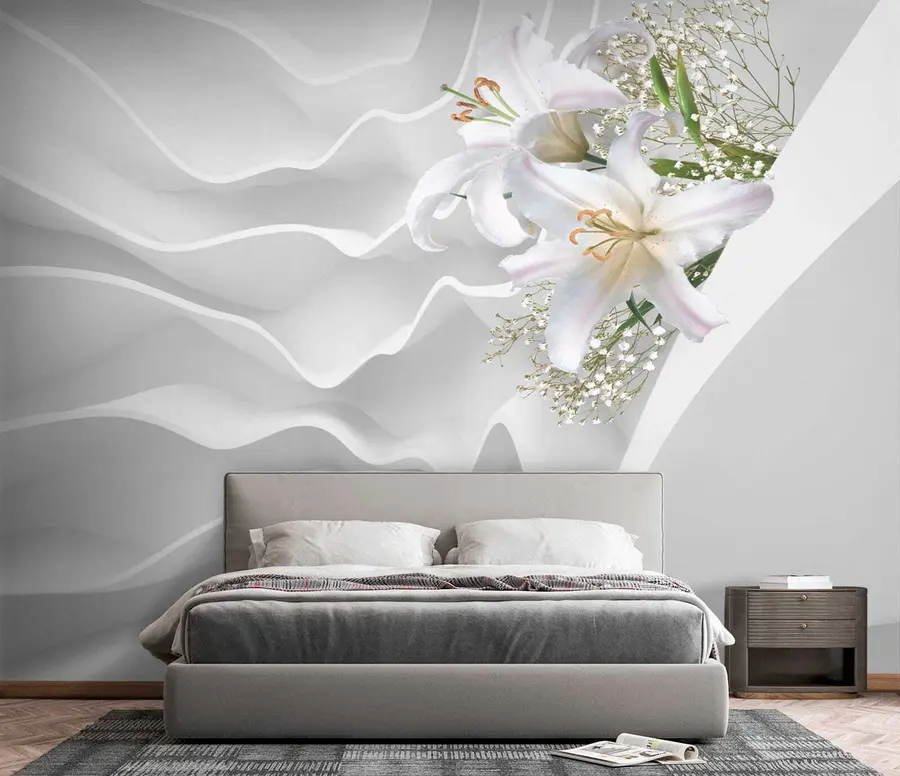 murales de pared Lirios y pared texturizada u60451