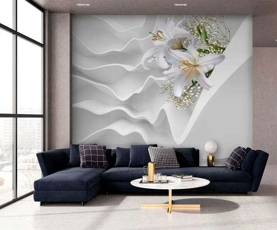 murales de pared Lirios y pared texturizada u60451