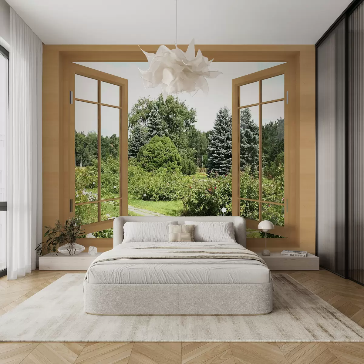 murales de pared Vista desde la ventana al bosque u60673