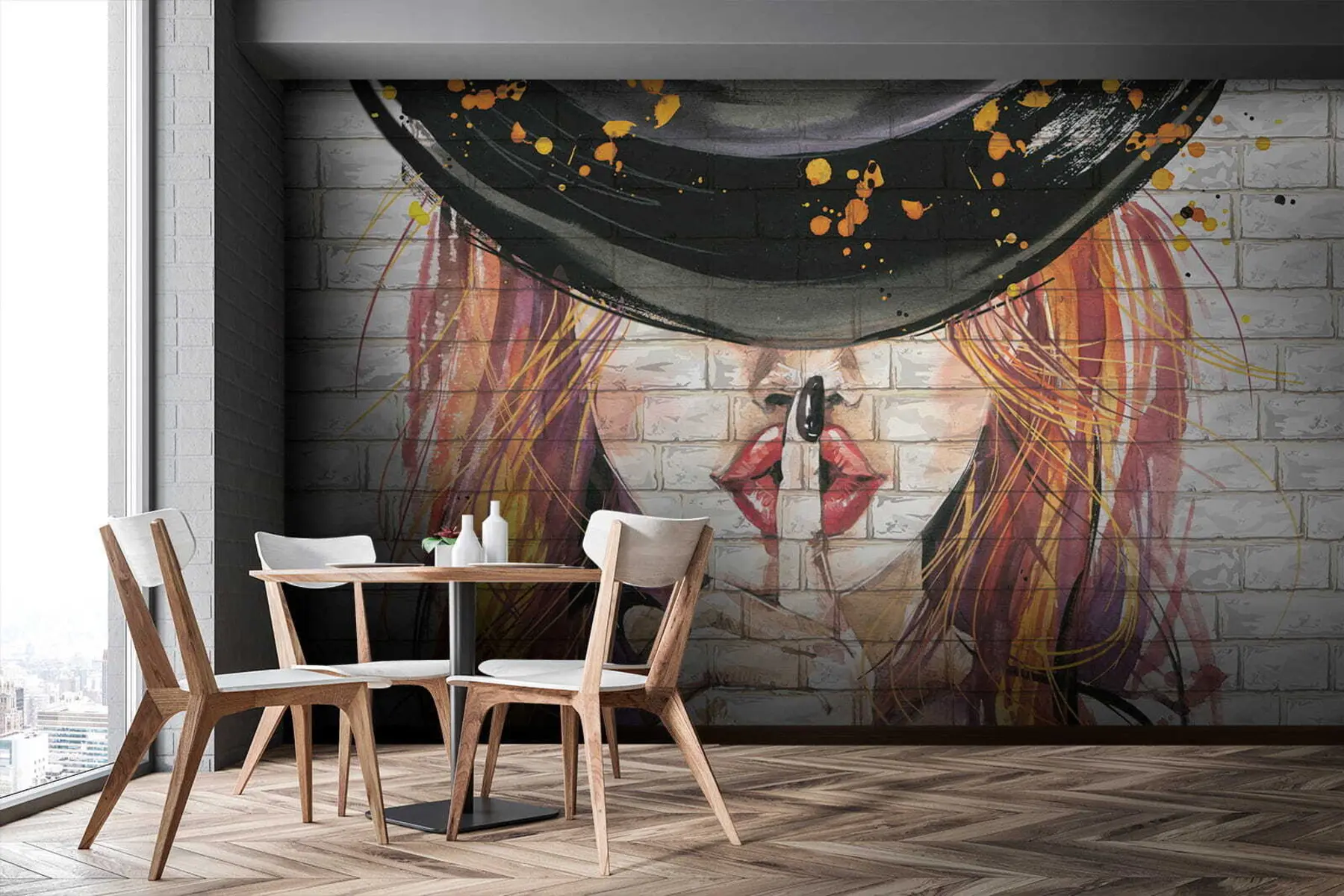 murales de pared Chica con acuarelas u67648