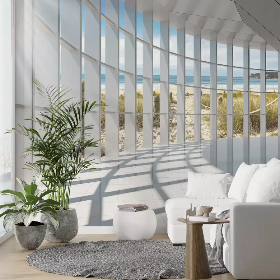 murales de pared Corredor 3D con vista al mar u70513