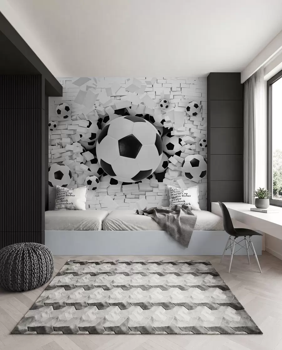 murales de pared Balón de fútbol rompe la pared u70633