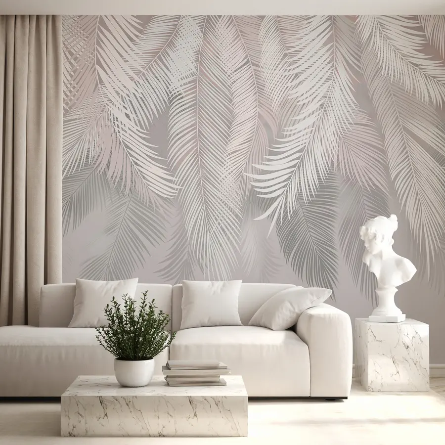 murales de pared Hojas de palma gris u48556