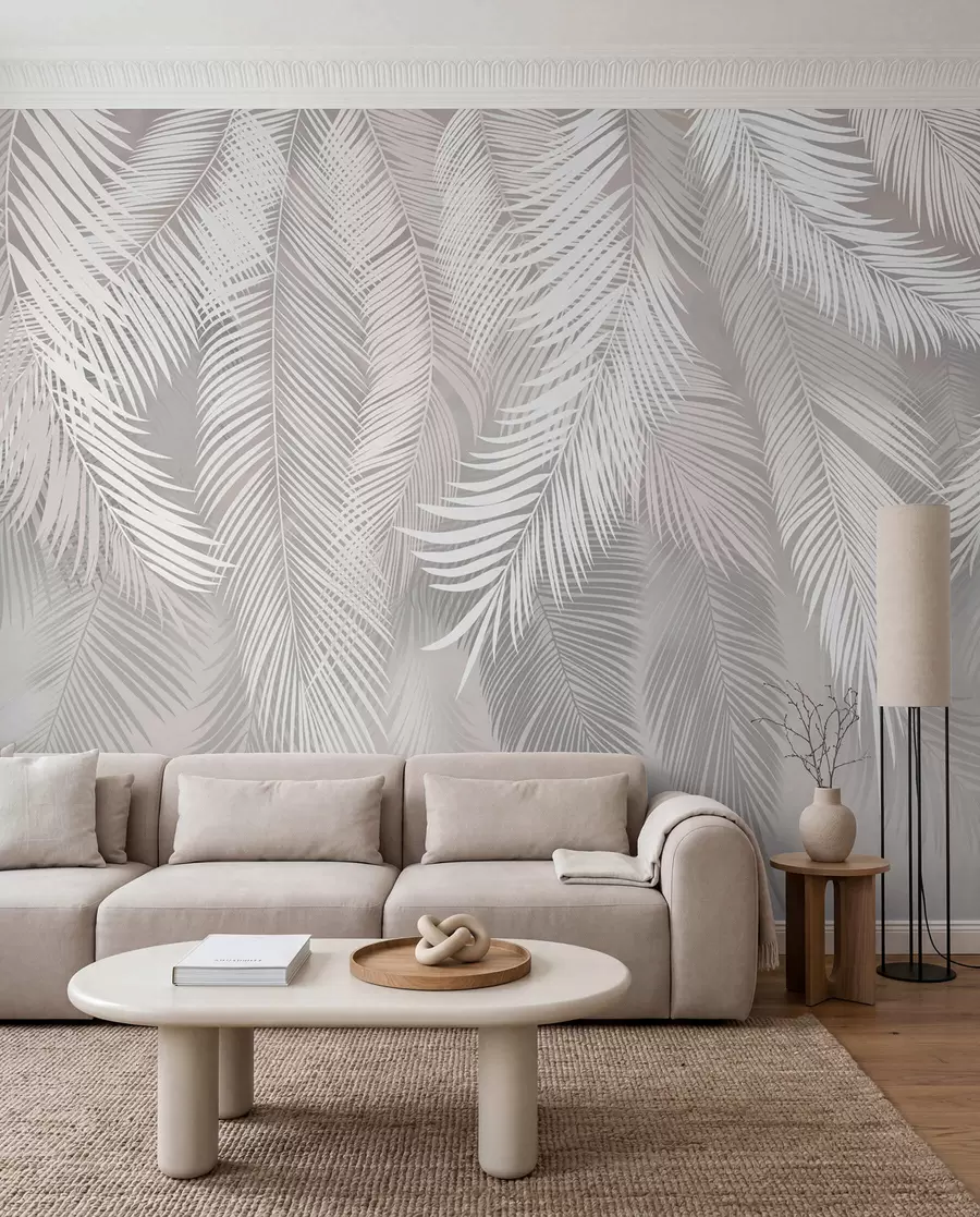 murales de pared Hojas de palma gris u48556