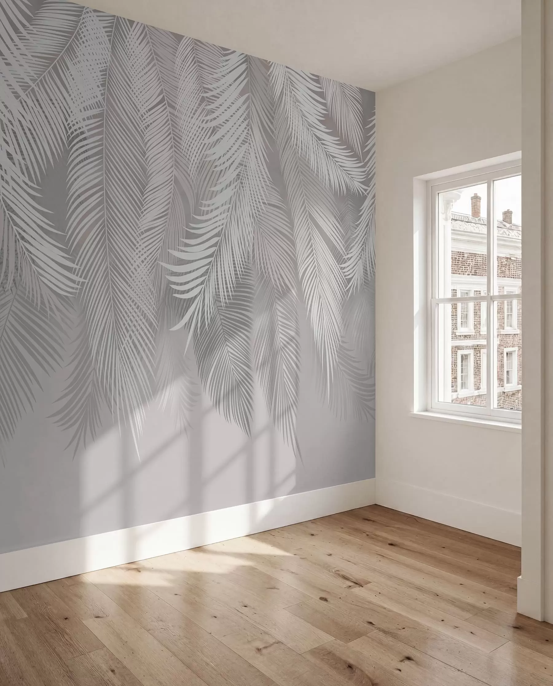 murales de pared Hojas de palma gris u48556