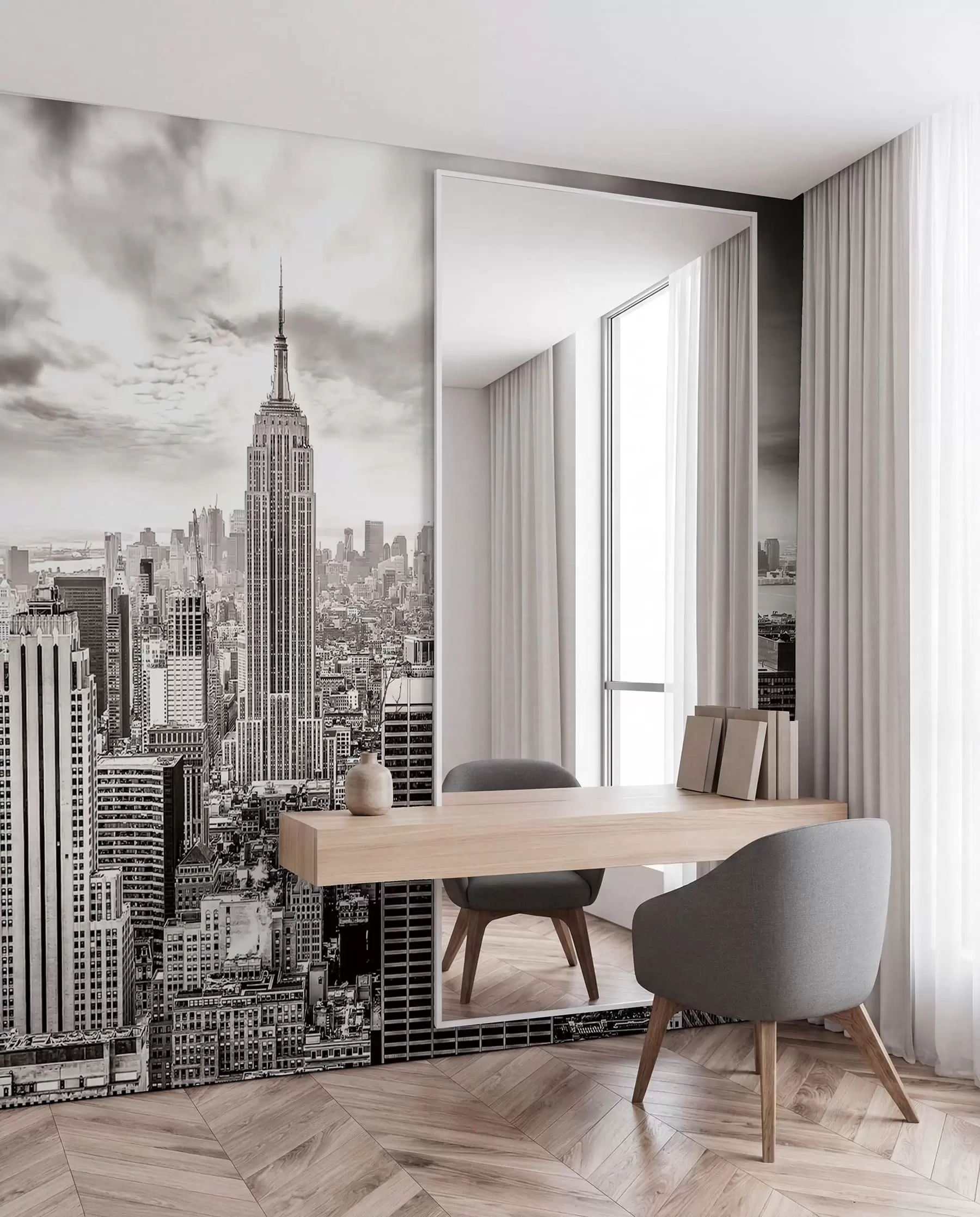 murales de pared Manhattan en monocromo u58762