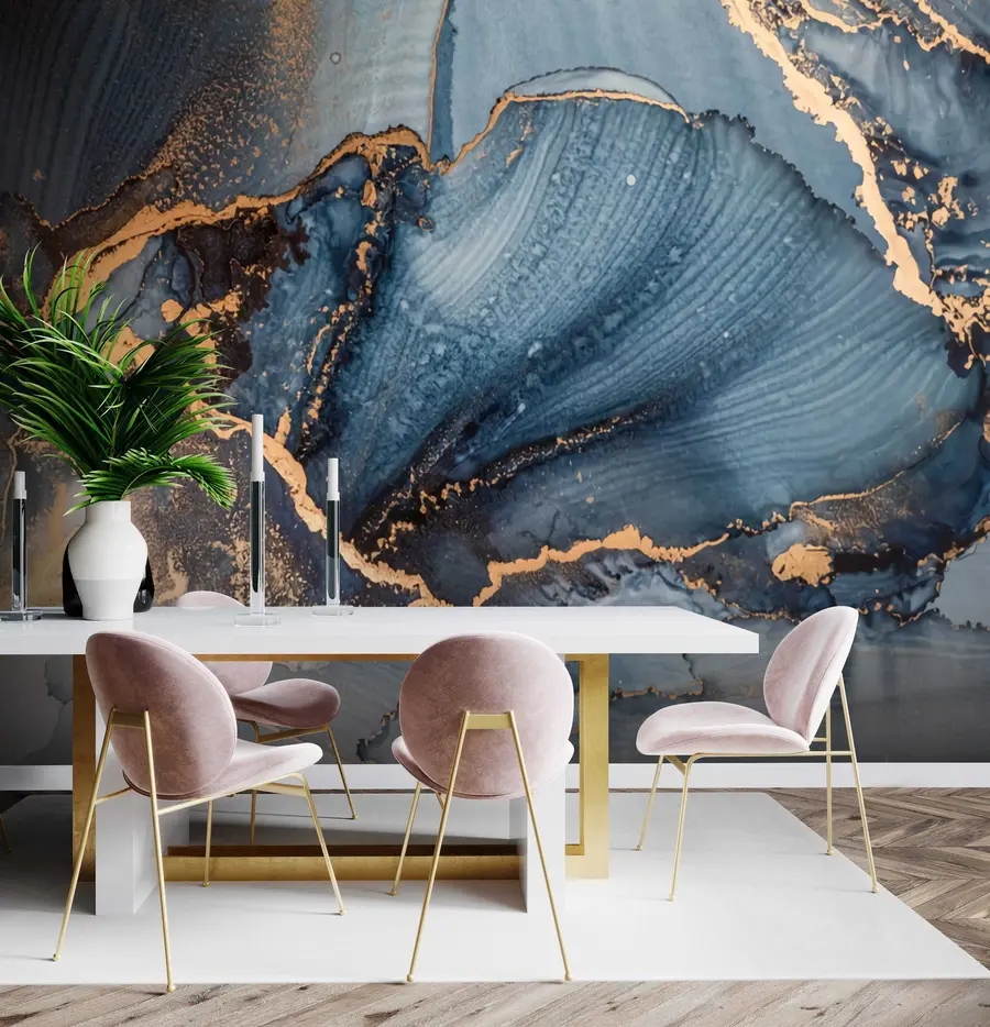 murales de pared Arte abstracto azul, mármol, fluido u70781