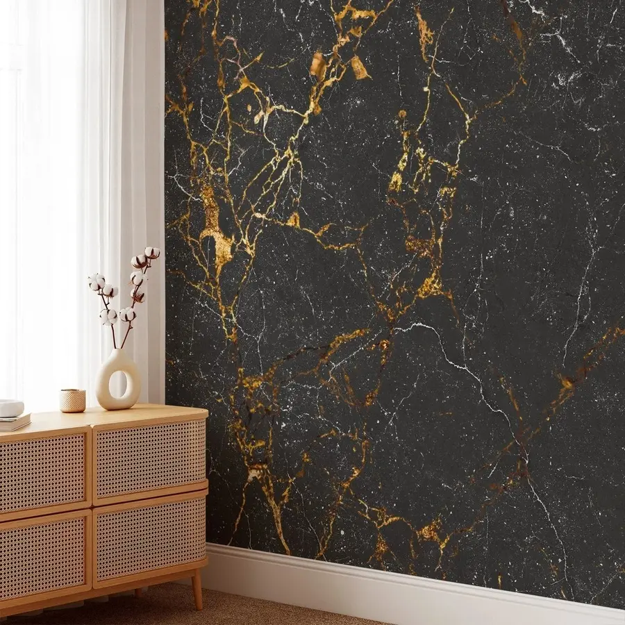 murales de pared Mármol negro veteado u71335
