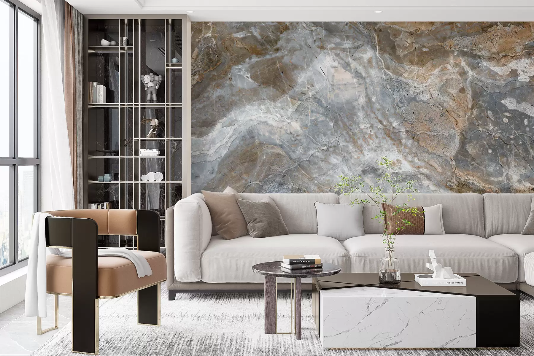 murales de pared Mármol gris-beige u71438