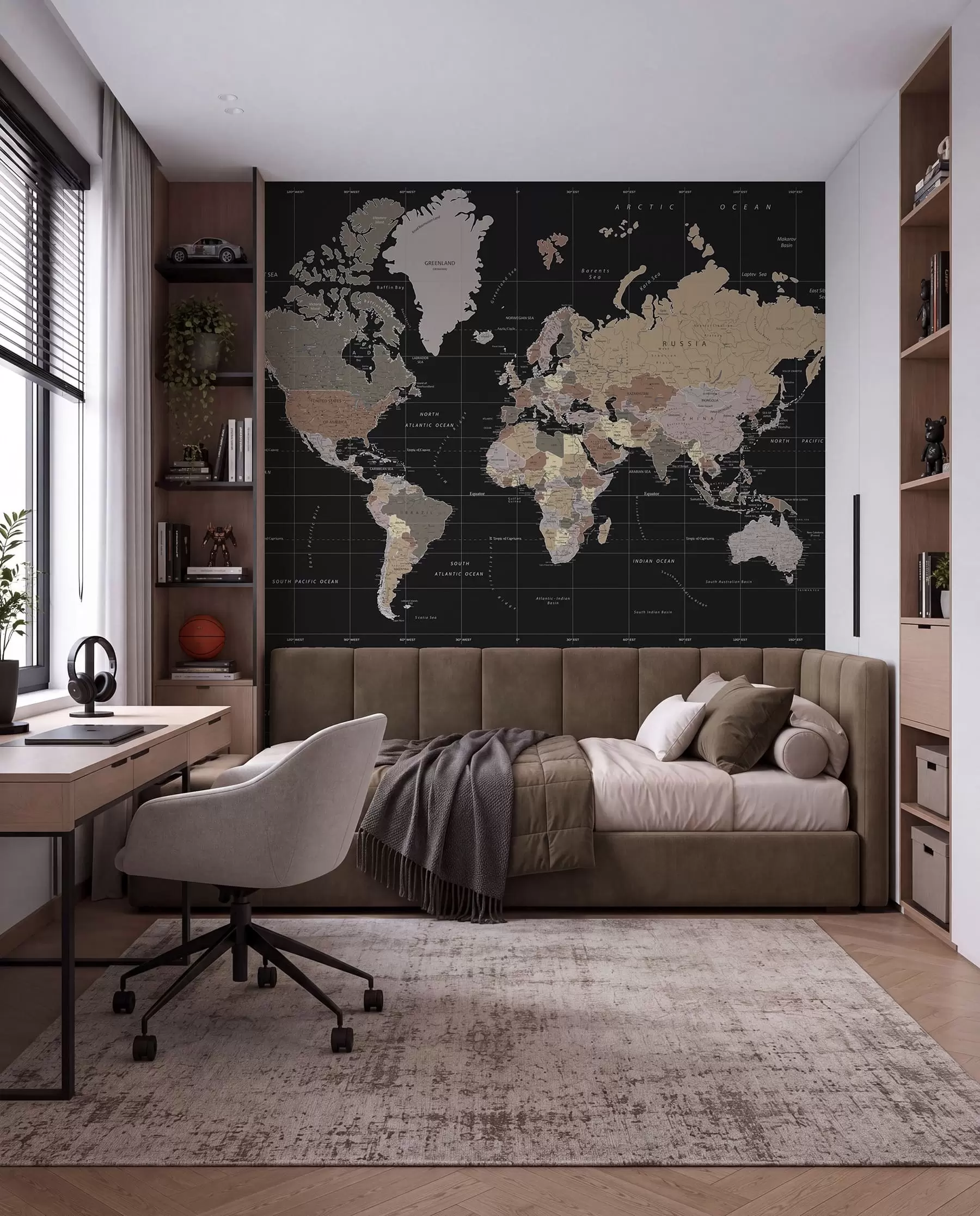 murales de pared Mapa detallado del mundo u99477