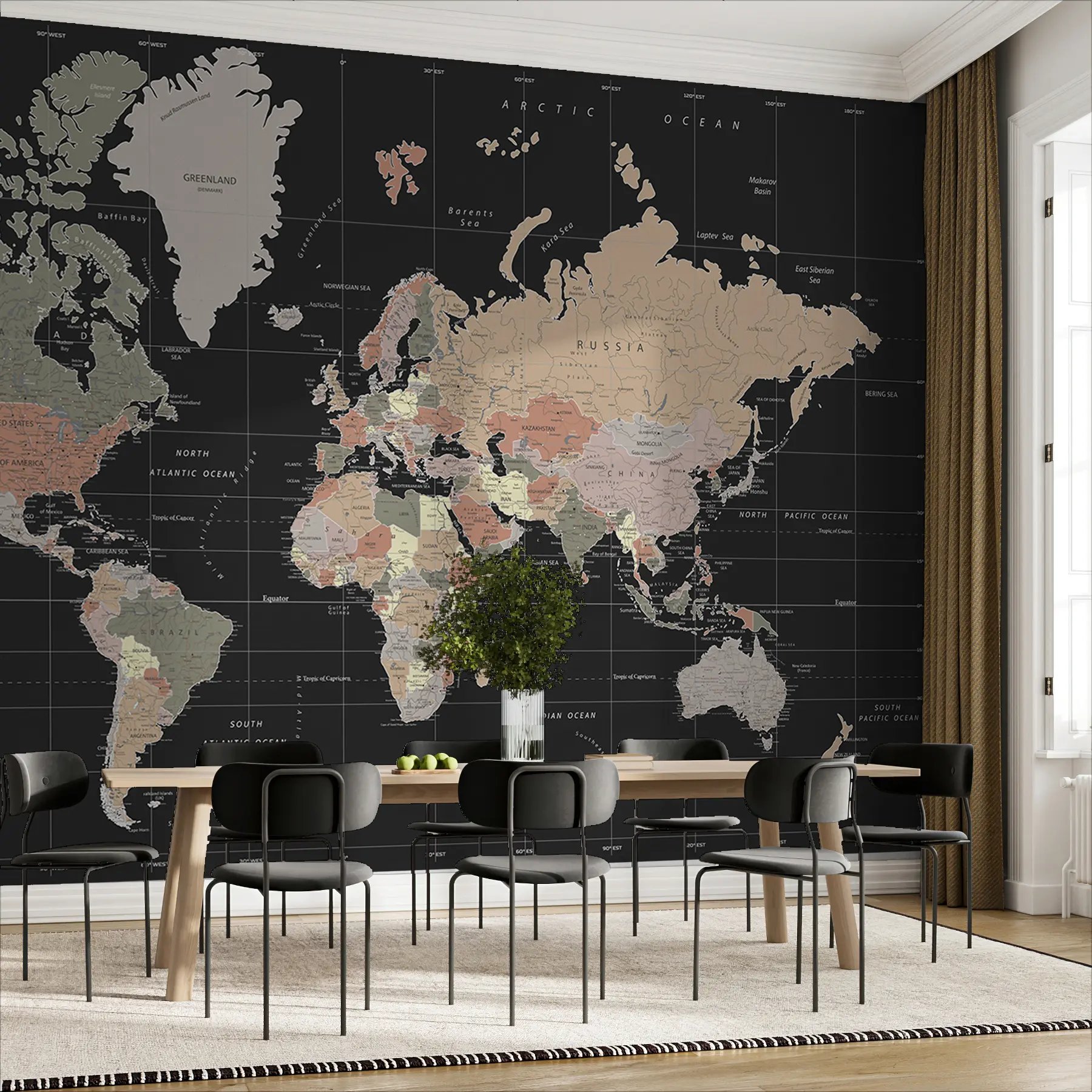 murales de pared Mapa detallado del mundo u99477