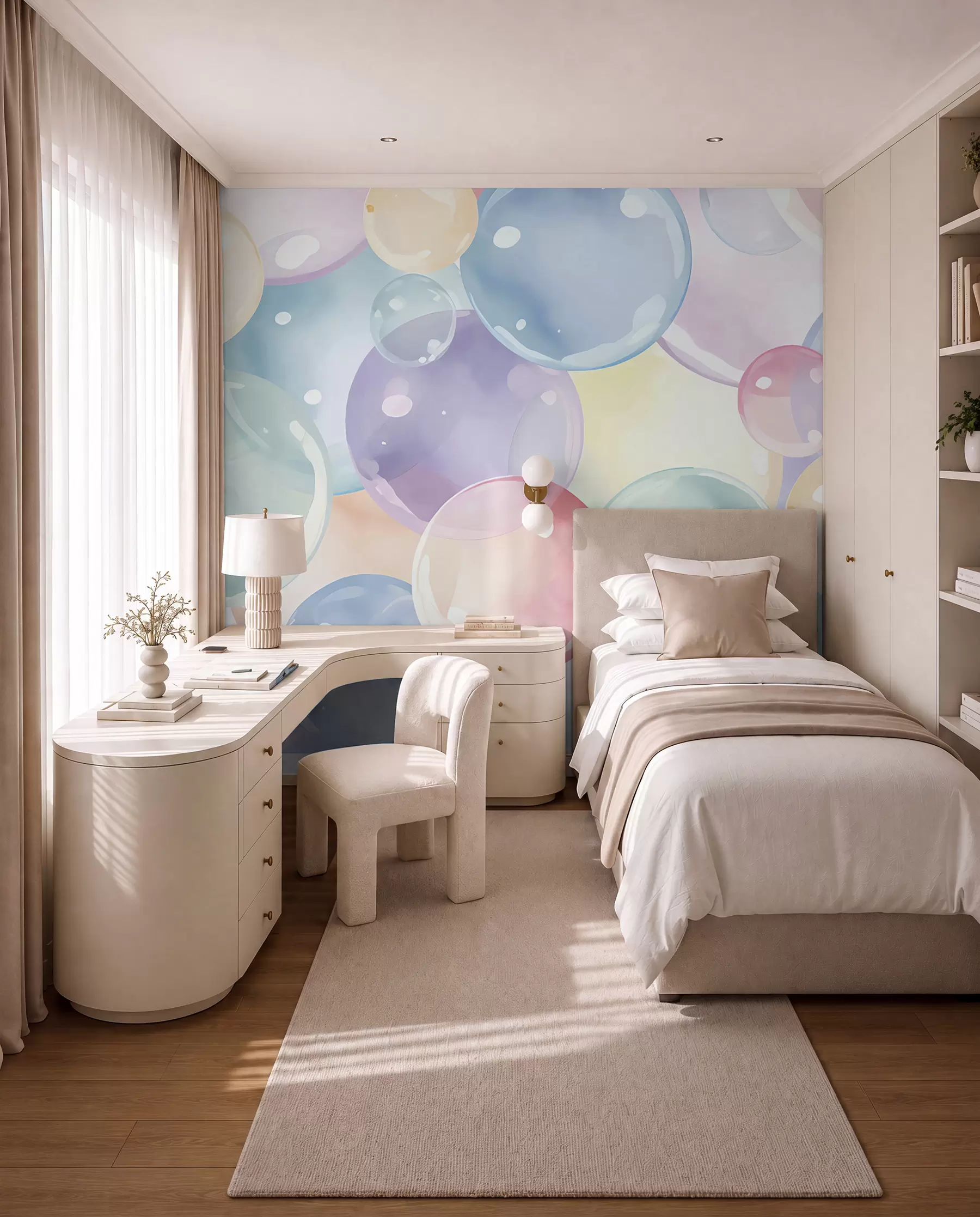 murales de pared Burbujas en colores pastel u99730