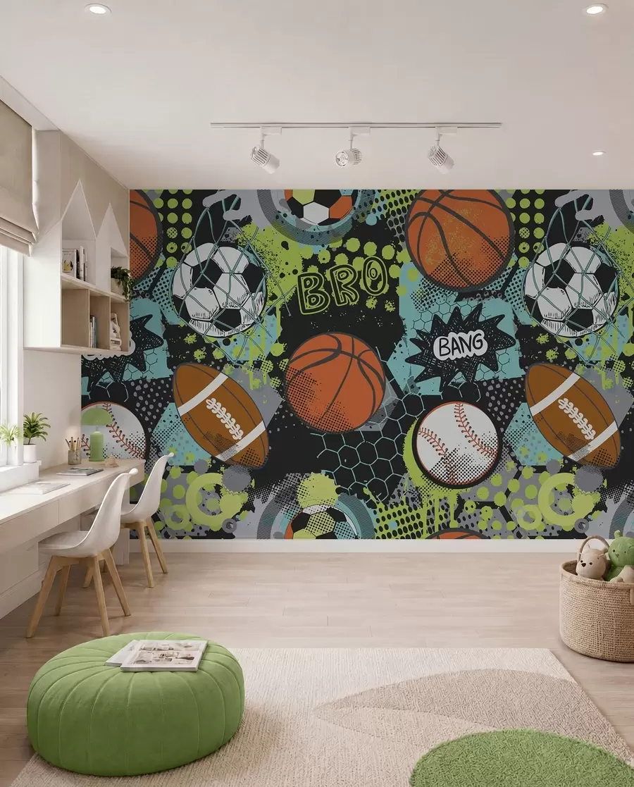 murales de pared Abstracción con balones deportivos u99729