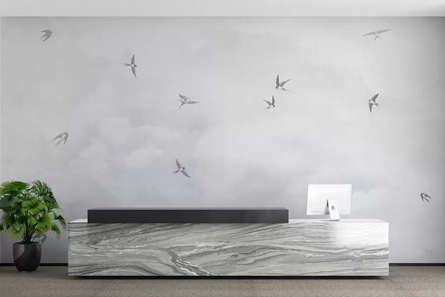 murales de pared Cielo azul con golondrinas w00526