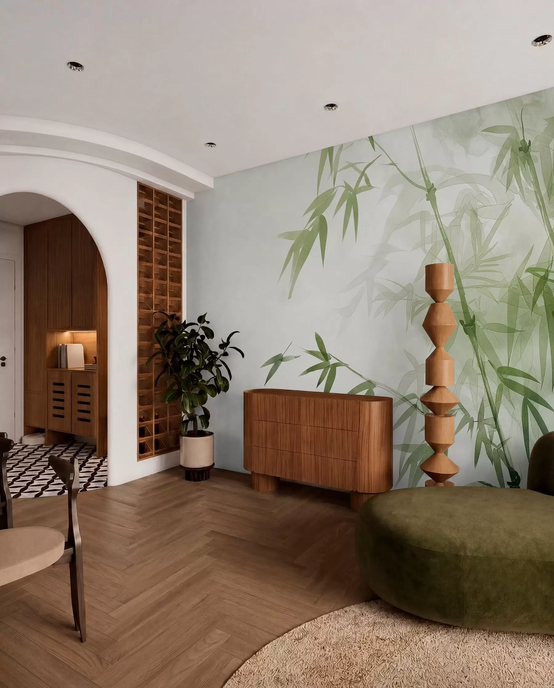 murales de pared Ramas con hojas de acuarela w00687