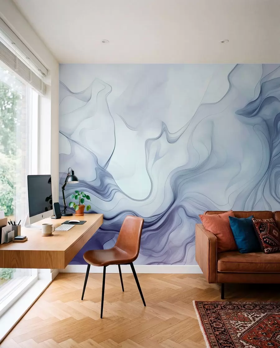 murales de pared Ondas abstractas de colores sobre un fondo claro w01185v1