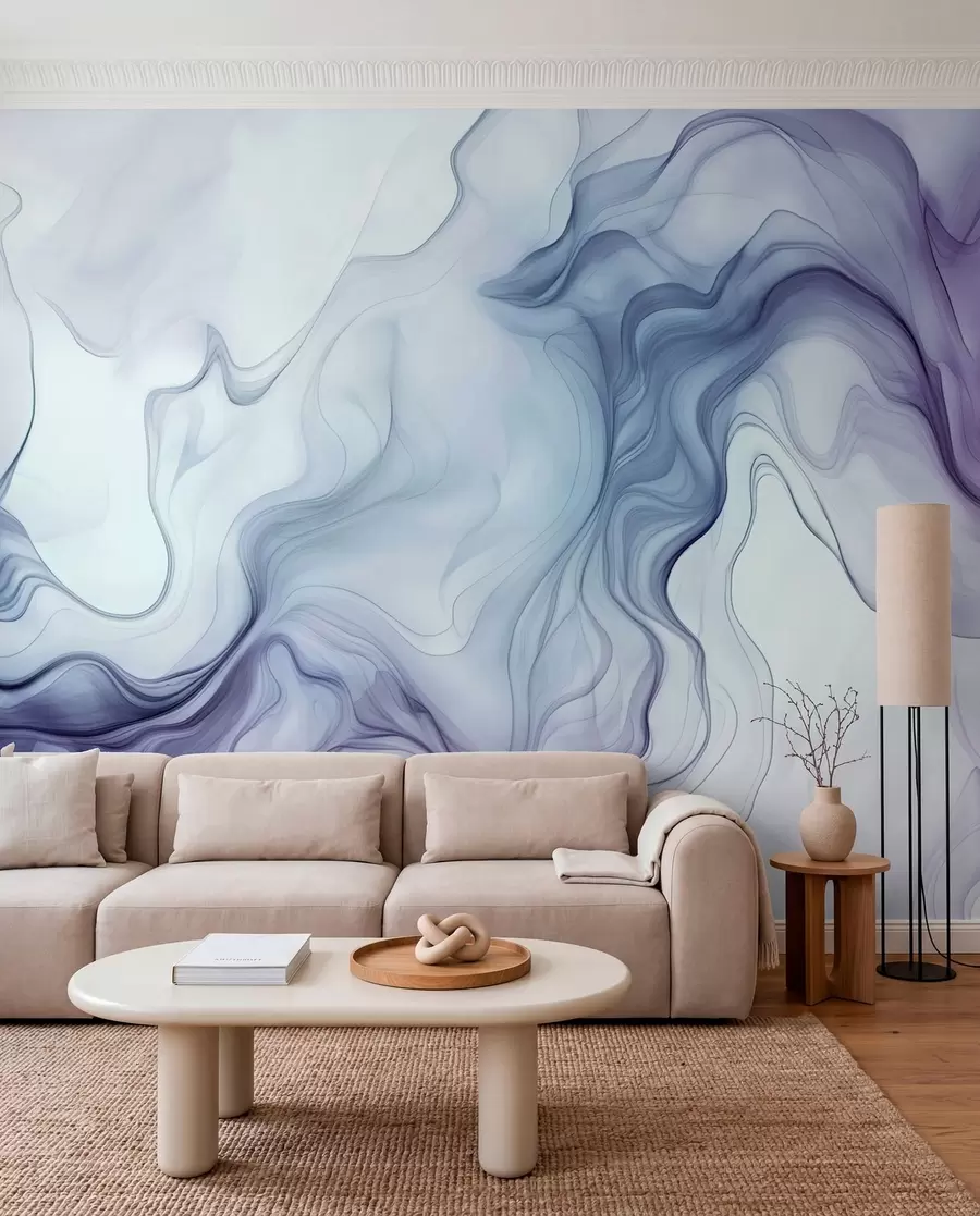 murales de pared Ondas abstractas de colores sobre un fondo claro w01185v1