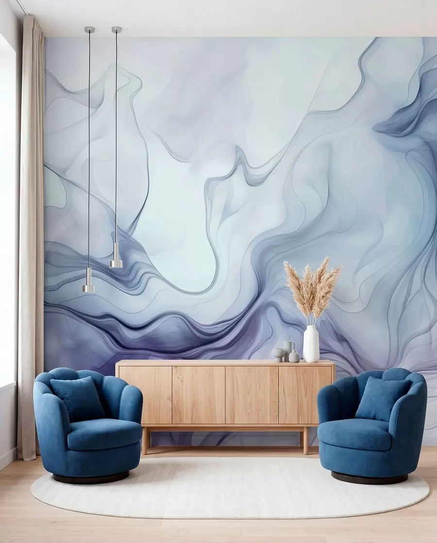 murales de pared Ondas abstractas de colores sobre un fondo claro w01185v1