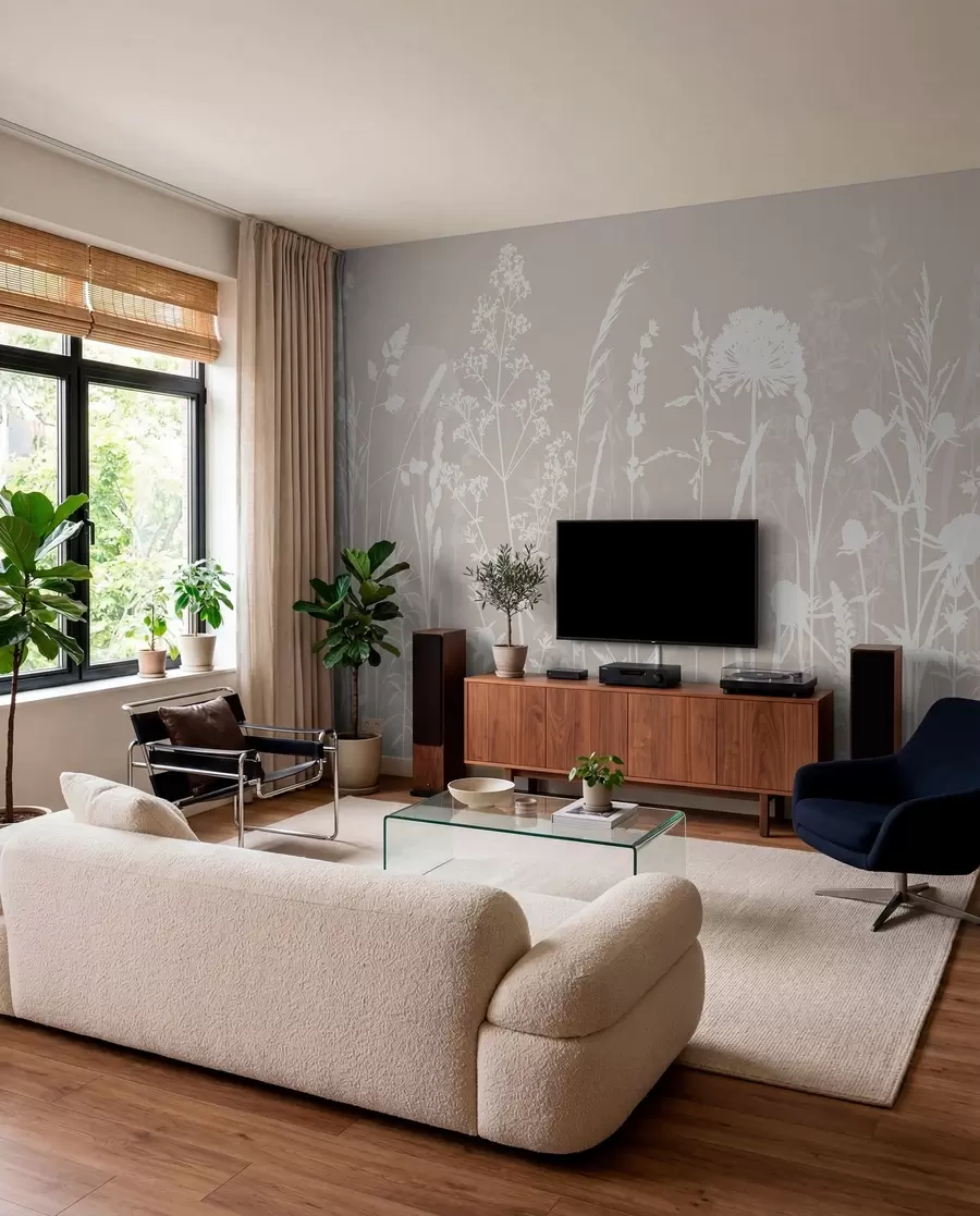 murales de pared Minimalismo de flores y plantas de campo suaves w01270