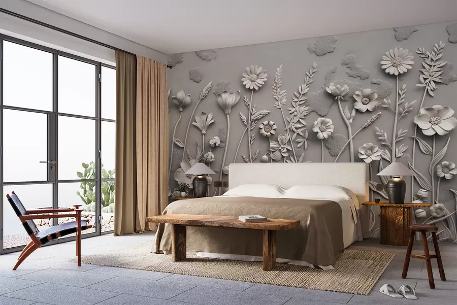 murales de pared Campo de flores 3D w07869v1