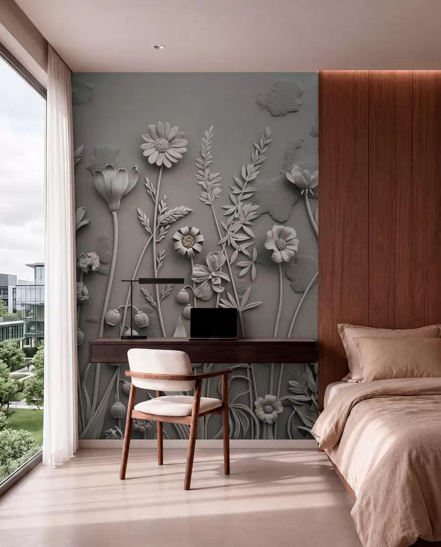 murales de pared Campo de flores 3D w07869v1