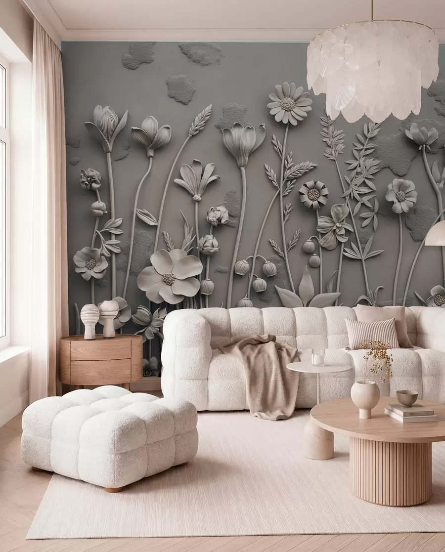 murales de pared Campo de flores 3D w07869v1