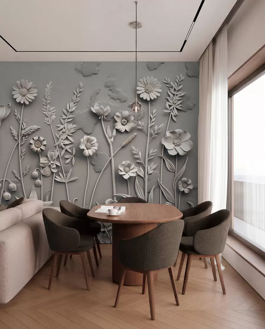 murales de pared Campo de flores 3D w07869v1