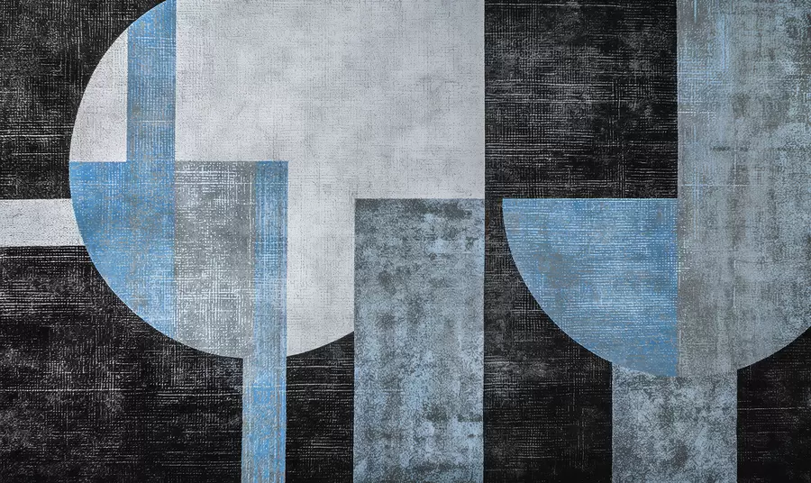murales de pared Abstracción texturizada moderna en colores negro y azul w07878v1