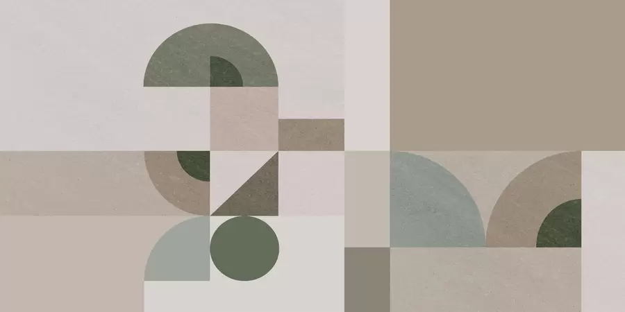 murales de pared Geometría texturizada abstracta en estilo Art Déco en tonos beige, marrón y verde w08049